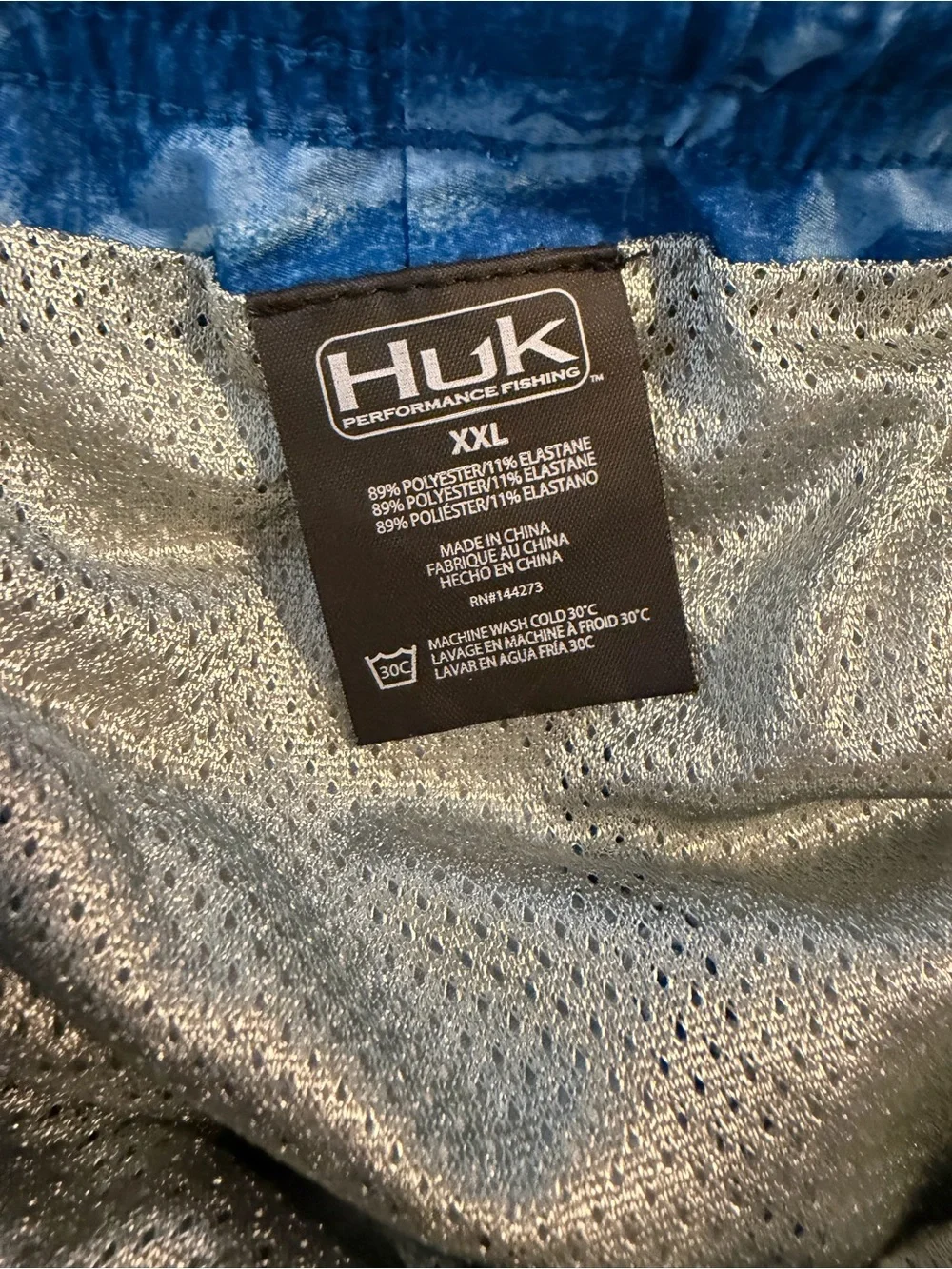 Huk Men's Blue Wave-Print Swim Trunks